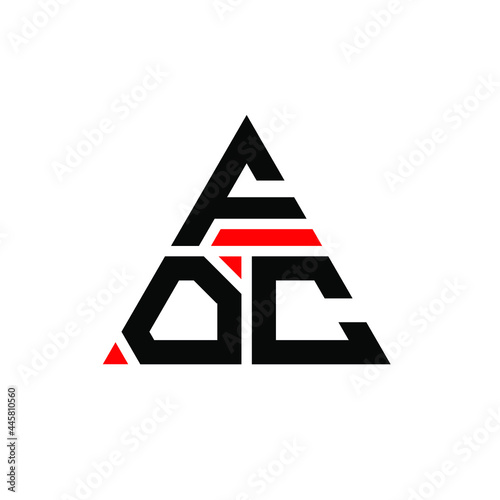 FOC triangle letter logo design with triangle shape. FOC triangle logo design monogram. FOC triangle vector logo template with red color. FOC triangular logo Simple, Elegant, and Luxurious Logo. FOC  photo