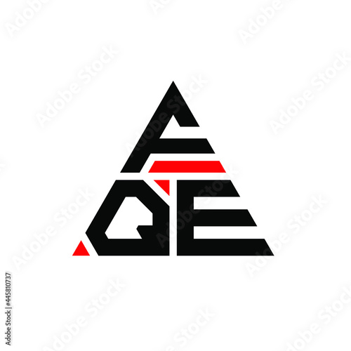 FQE triangle letter logo design with triangle shape. FQE triangle logo design monogram. FQE triangle vector logo template with red color. FQE triangular logo Simple, Elegant, and Luxurious Logo. FQE  photo