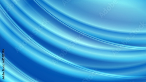 Bright blue smooth blurred waves abstract background