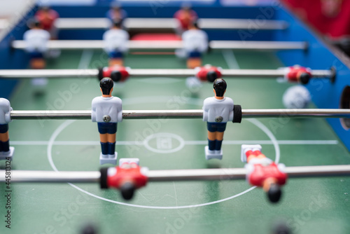 Close up plastic table football game