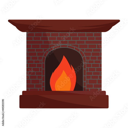 fireplace in winter color illustration