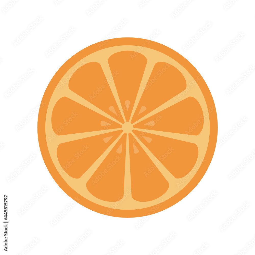 orange in half illustration icon vector, fruit illustration