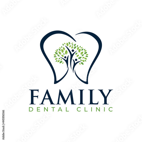 family dental clinic, abstract humanoid, tree and tooth vector