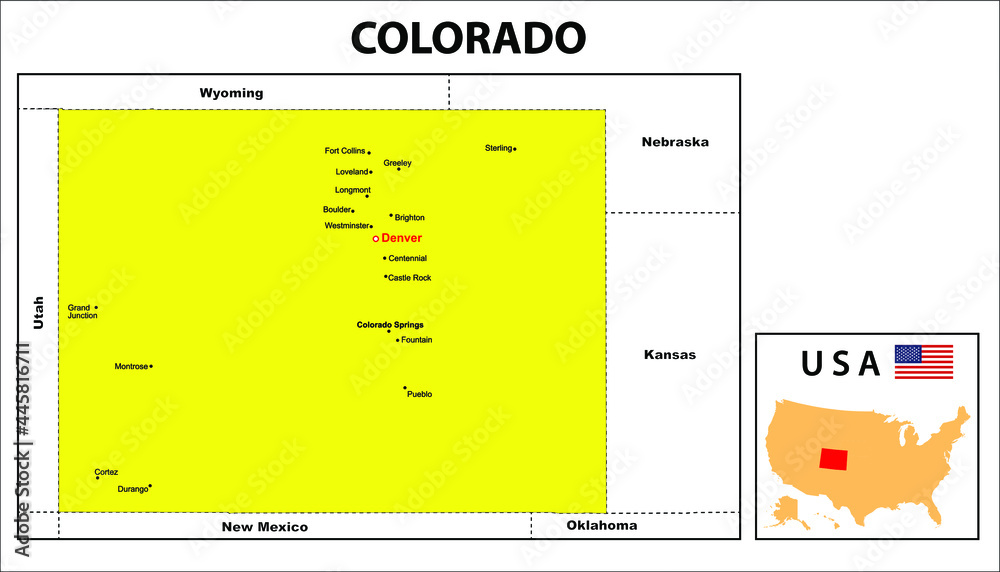 Colorado Map. State And District Map Of Colorado. Administrative And 