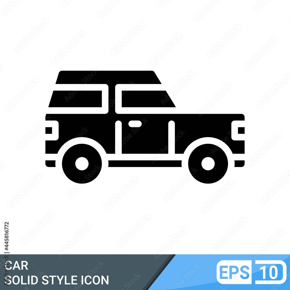 car icon solid style illustration isolated on white background. EPS 10