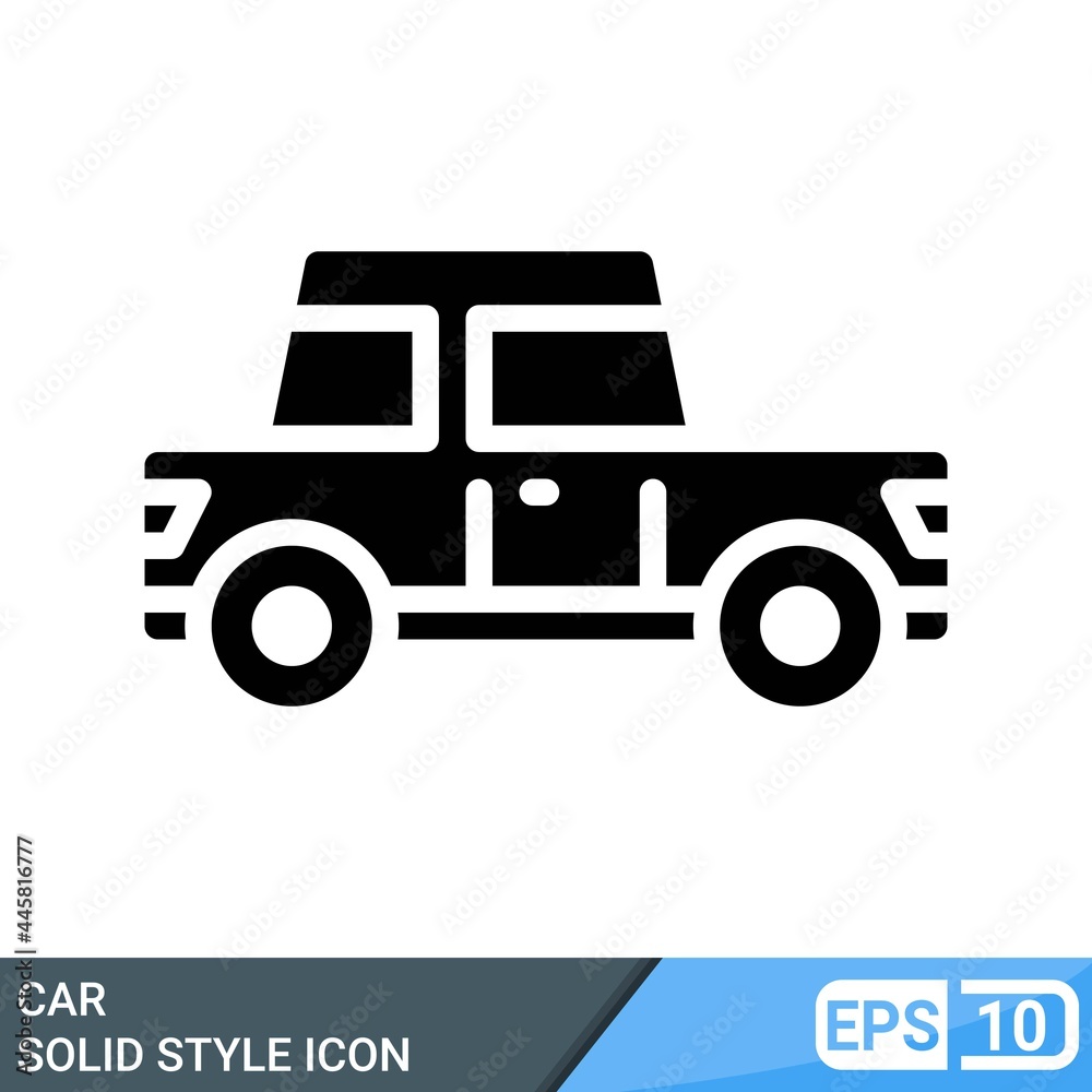 car icon solid style illustration isolated on white background. EPS 10
