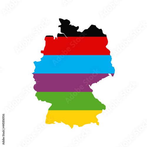 german map horizontal painted in six political parties colors, german federal elections 2021 flat vector concept photo