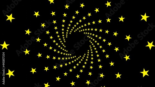 Neon light of modern design, The star sign spins forward through the digital corridor. Appears as fluorescent golden lines. ultraviolet spectrum 4K Looped Background Animation