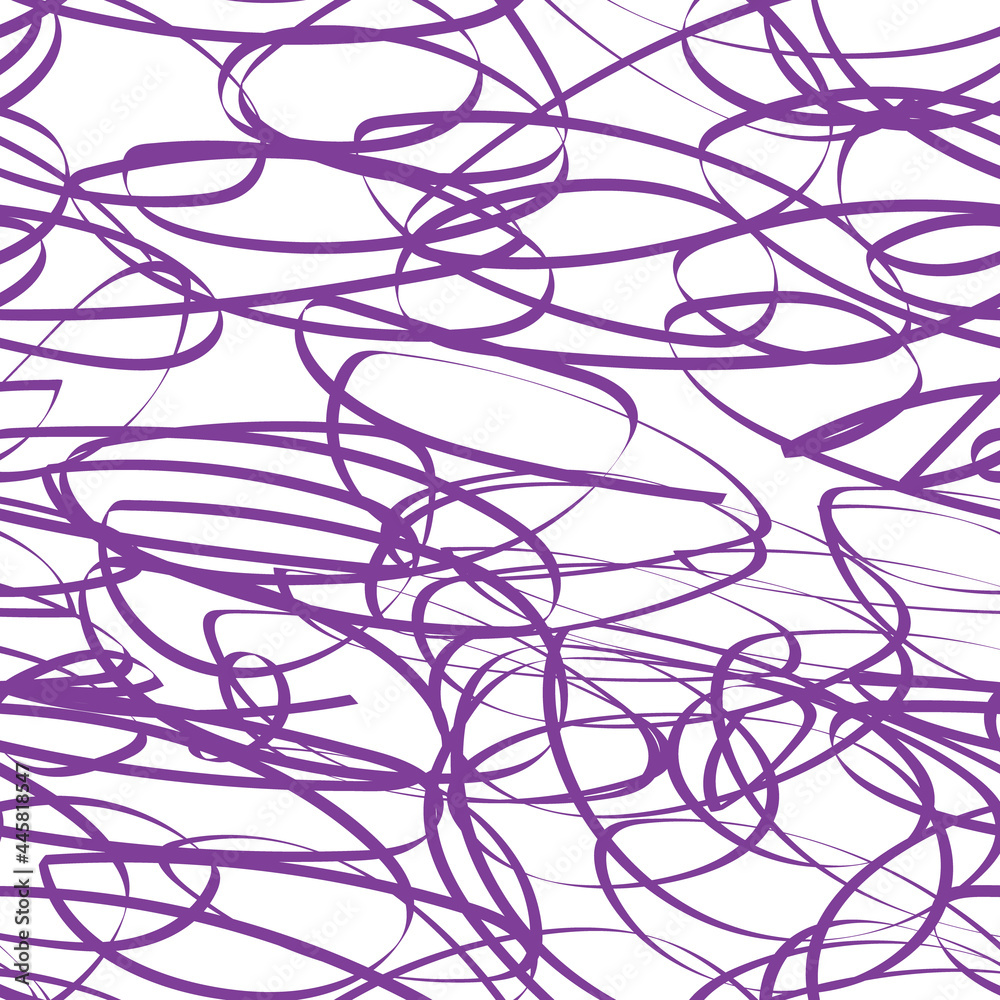 Abstract doodling background texture. Brush lined backdrop. Purple white design