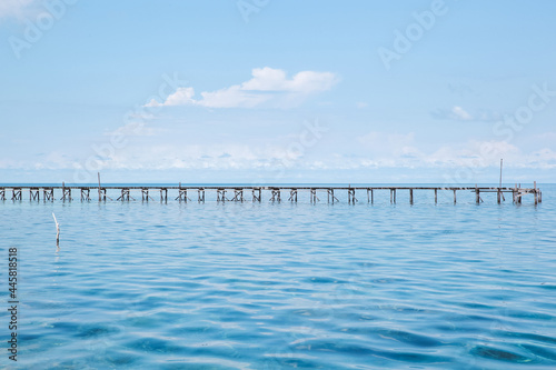 Wooden bridge in the middle of sea at Karimun Jawa Island