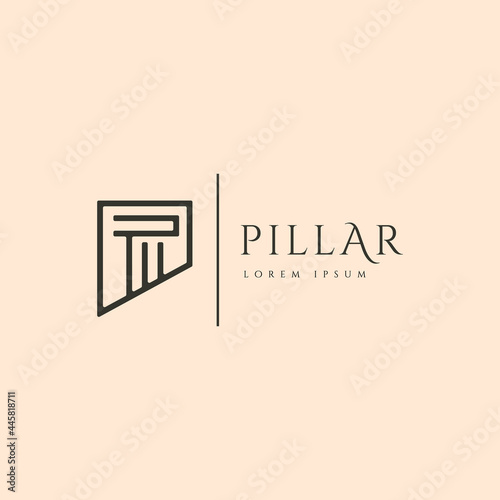 pillar logo vector symbol design, law firm line art logo design