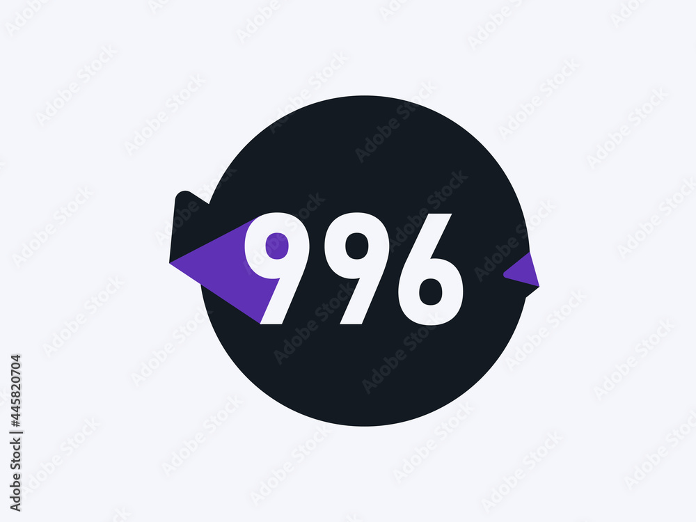 Number 996 logo icon design vector image Number 996 logo icon design vector image