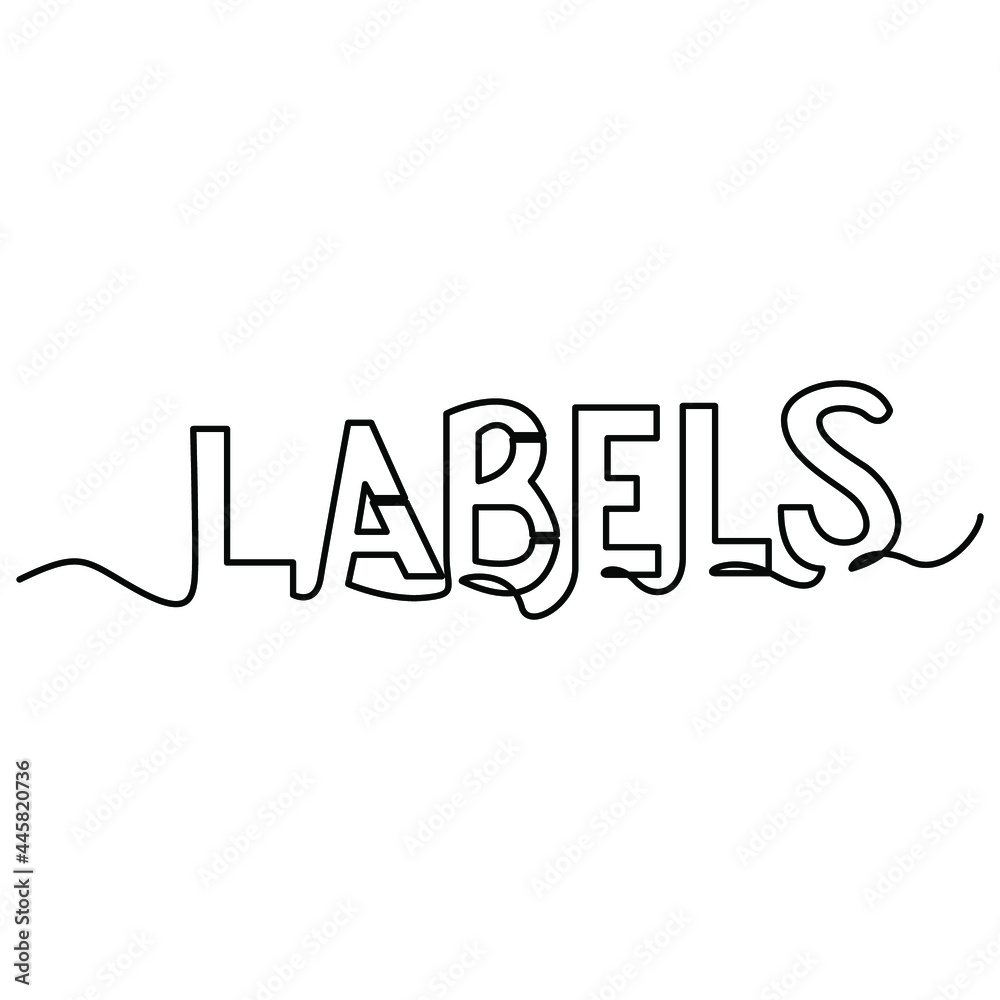 Fototapeta premium one line continuous drawing labels letter word