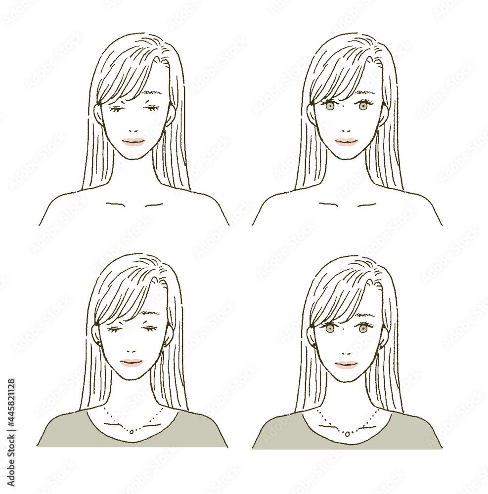 ビューティー 大人の女性の上半身のイラストレーションセット
ビューティー 大人の女性の上半身のイラストレーションセット