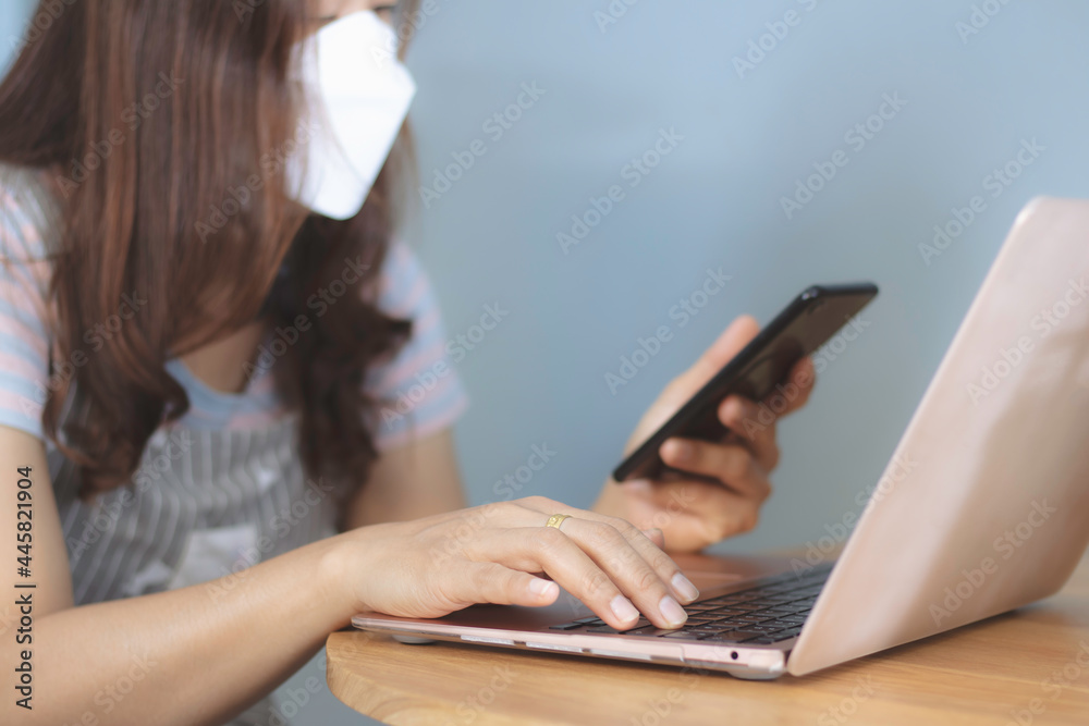 people using smartphone,computer working with happy. people using smartphone,computer working with happy.
