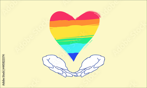 "LGBT"_レインボーハートを支える両手