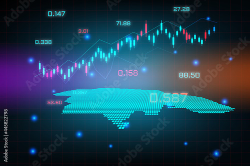 Stock market background or forex trading business graph chart for financial investment concept of Jamaica map. business idea and technology innovation design.