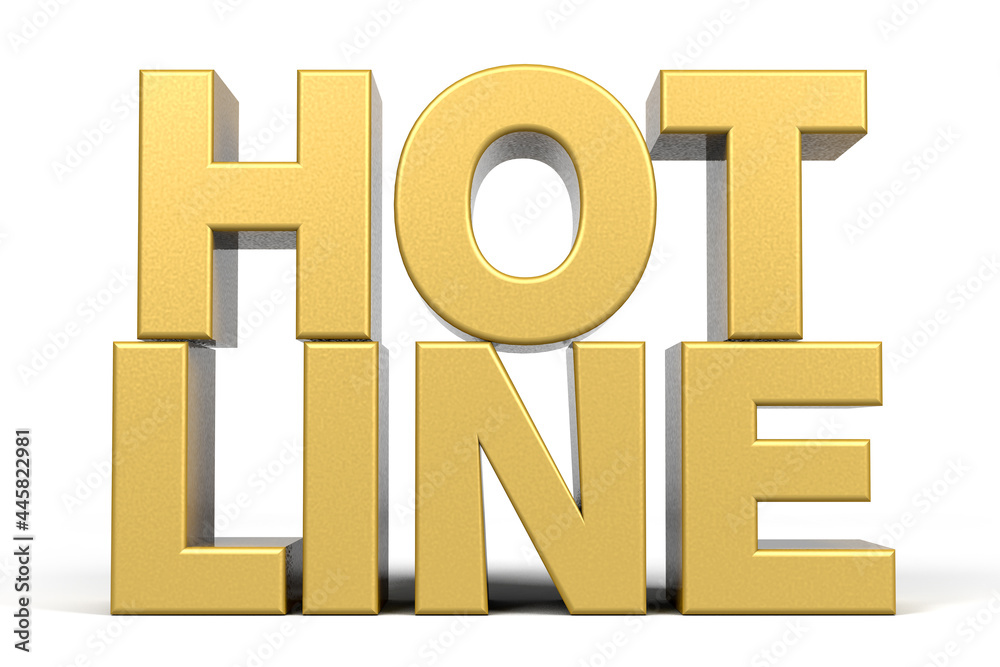 Hot Line word made from realistic gold isolated on white background. 3d illustration. Hot Line word made from realistic gold isolated on white background. 3d illustration.