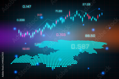 Stock market background or forex trading business graph chart for financial investment concept of Kyrgyzstan map. business idea and technology innovation design.