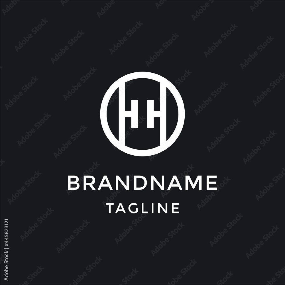 circle hh logo type design concept in black background