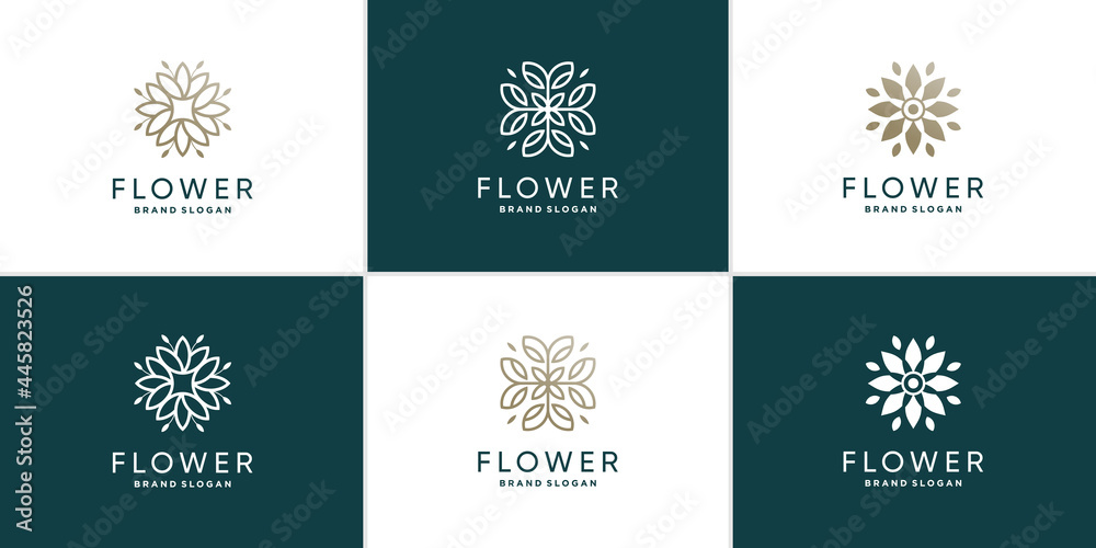Flower logo collection with creative style concept Premium Vector Flower logo collection with creative style concept Premium Vector