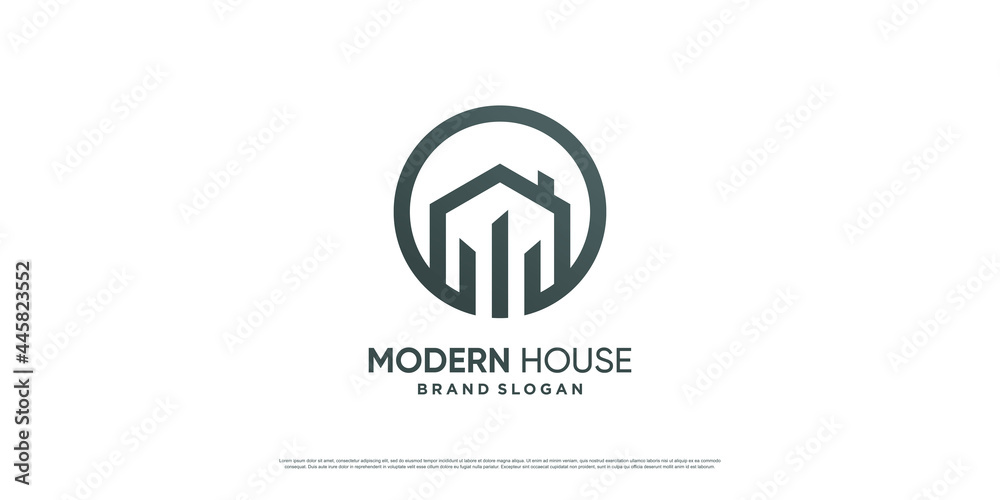 Modern house logo with simple and minimalist concept Premium Vector Modern house logo with simple and minimalist concept Premium Vector
