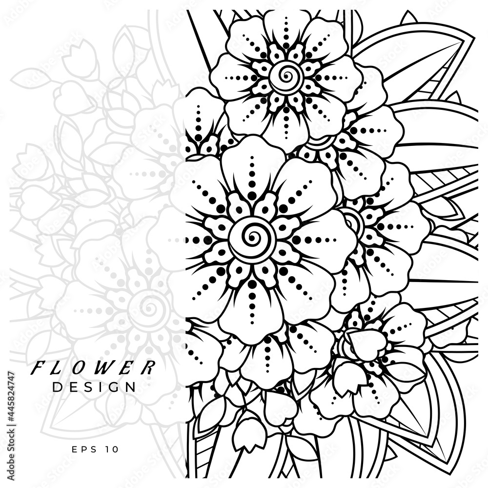 mehndi flower decorative ornament in ethnic oriental style. doodle ornament. outline hand draw.