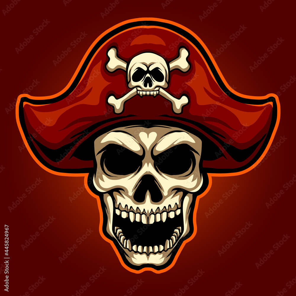Fototapeta premium head pirate skull mascot illustration