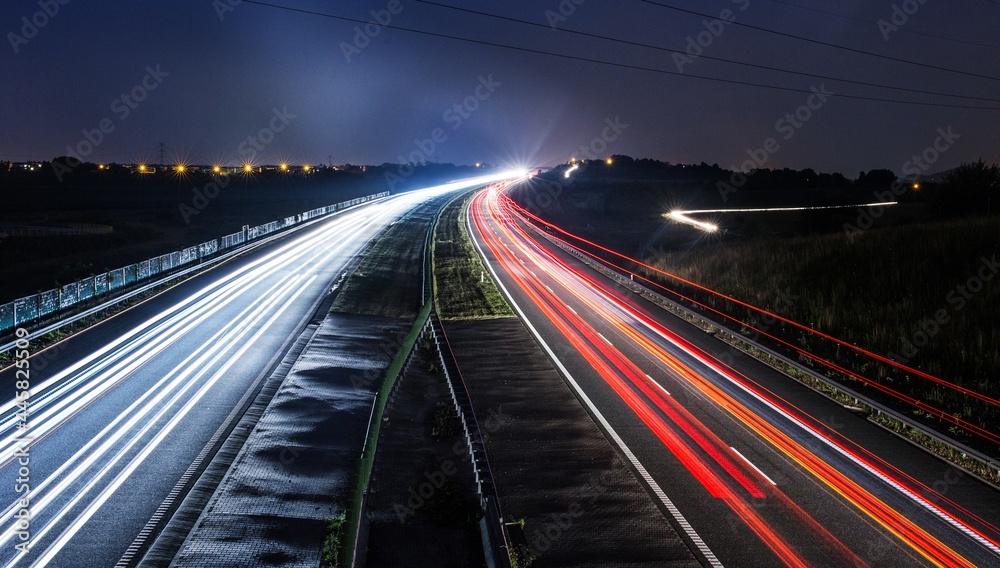 Autostrada Droga Noc Highway Night  - obrazy, fototapety, plakaty 