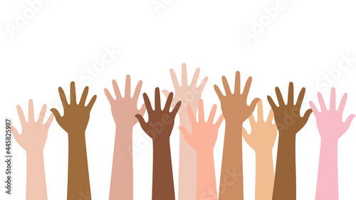 group of hands up vector design on white background