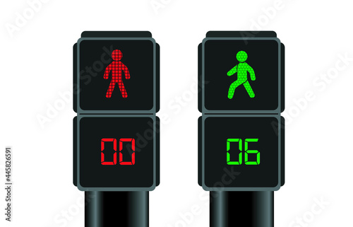 traffic lights, pedestrian crossing sign vector design on white background