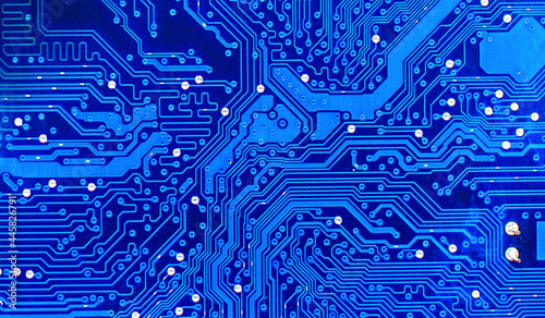 Blue circuit board lines of motor broadband electronic devices, beautiful connection pattern.