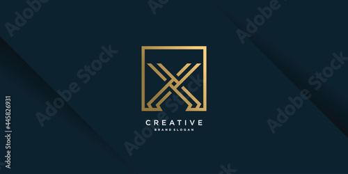 Letter X logo design template with golden line art concept Premium Vector part 4