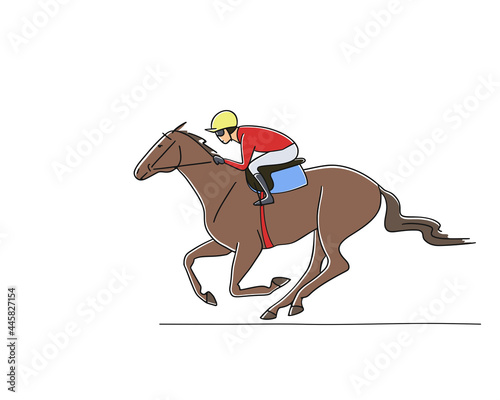 Race horse and jockey racing the track, vector illustration isolated on white background © irinamaksimova