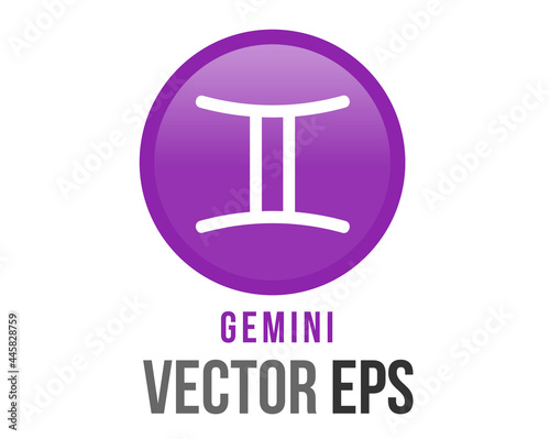 Vector gradient purple Gemini astrological sign icon in the Zodiac,  represents Twins.Vector gradient purple Scorpio astrological sign icon in the Zodiac,  represents Scorpion