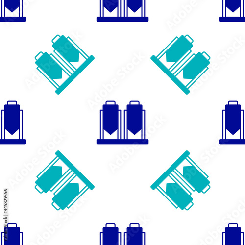 Blue Traditional brewing vessels in brewery icon isolated seamless pattern on white background. Beer brewing process. Distillery plant, brewery. Vector