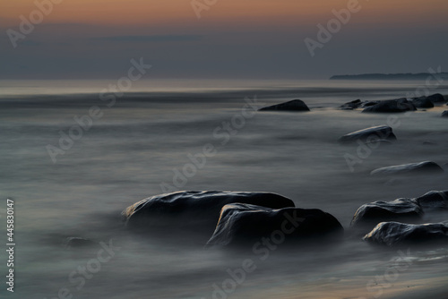 seascape of rock light sunset, Long exposure