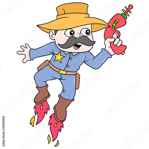 intergalactic sheriff police keep the universe safe, doodle icon image kawaii