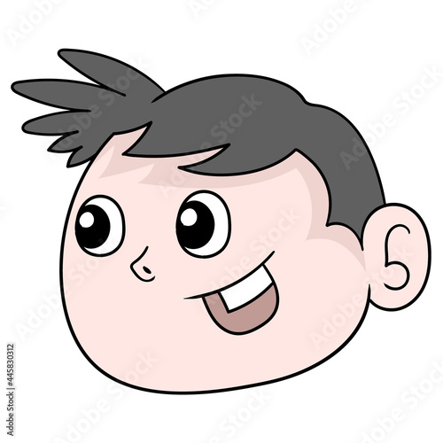 cute smiling chubby cheeked boy head boy, doodle icon drawing