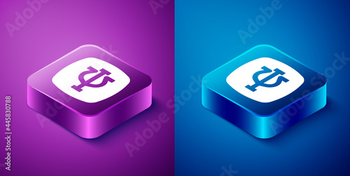 Isometric Psychology icon isolated on blue and purple background. Psi symbol. Mental health concept, psychoanalysis analysis and psychotherapy. Square button. Vector