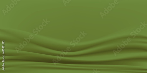 Abstract vector background luxury Olive Green cloth or liquid wave. Abstract green fabric texture background. Rippled wavy green.Shiny silk fabric.Cloth soft wave.Creases of satin, cotton.Vector illus