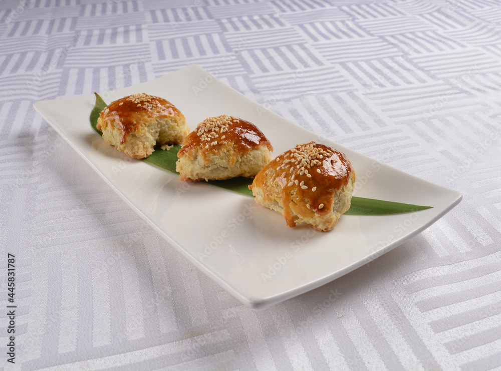 baked crispy golden pastry with meat pork char siew su asian pastry Hong Kong dim sum menu baked crispy golden pastry with meat pork char siew su asian pastry Hong Kong dim sum menu