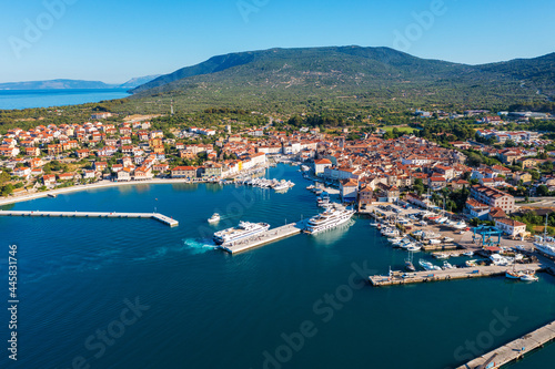 Aerial view of Cres, a town in Cres Island, the Adriatic Sea in Croatia