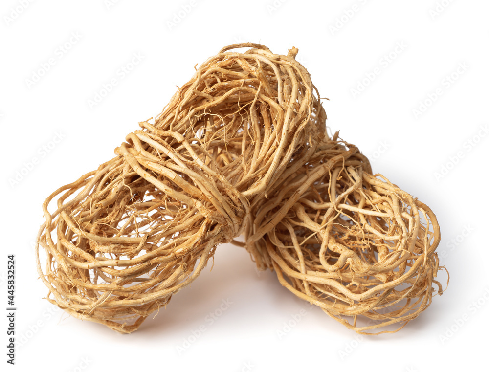 bunch of dried vetiver roots isolated on white background bunch of dried vetiver roots isolated on white background