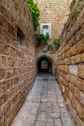 Fototapeta Naklejka Na Ścianę i Meble -  The narrow lanes of Jaffa in Israel early in the morning