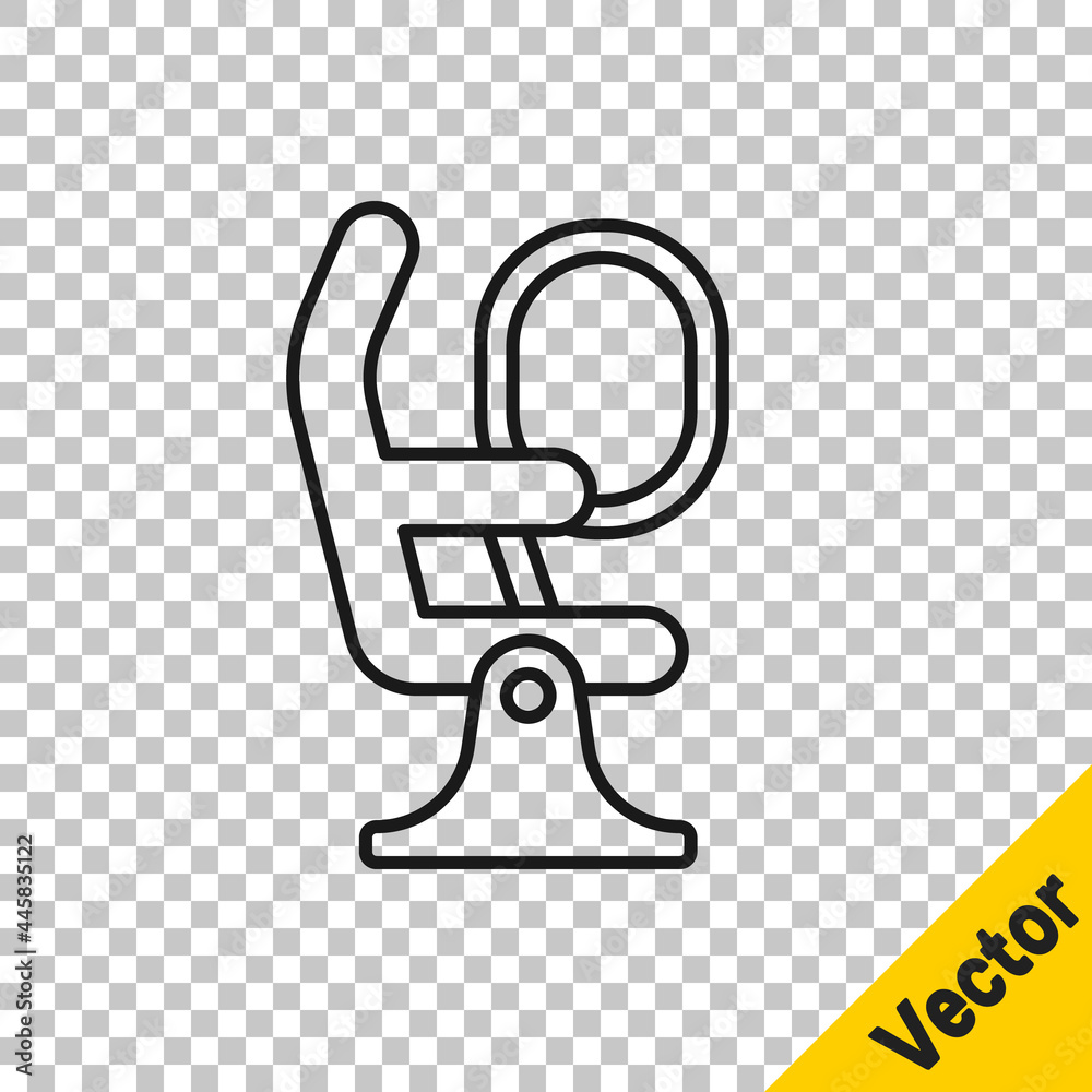 Black line Airplane seat icon isolated on transparent background. Vector Black line Airplane seat icon isolated on transparent background. Vector