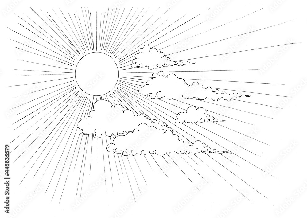 Obraz premium The Sky drawing is made with a black liner