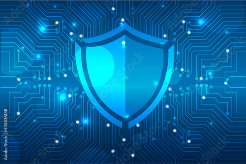 Protect and Security concept. Digital Shield on abstract technology background, Cyber Security and network protection Concept, personal data protection, Business security background