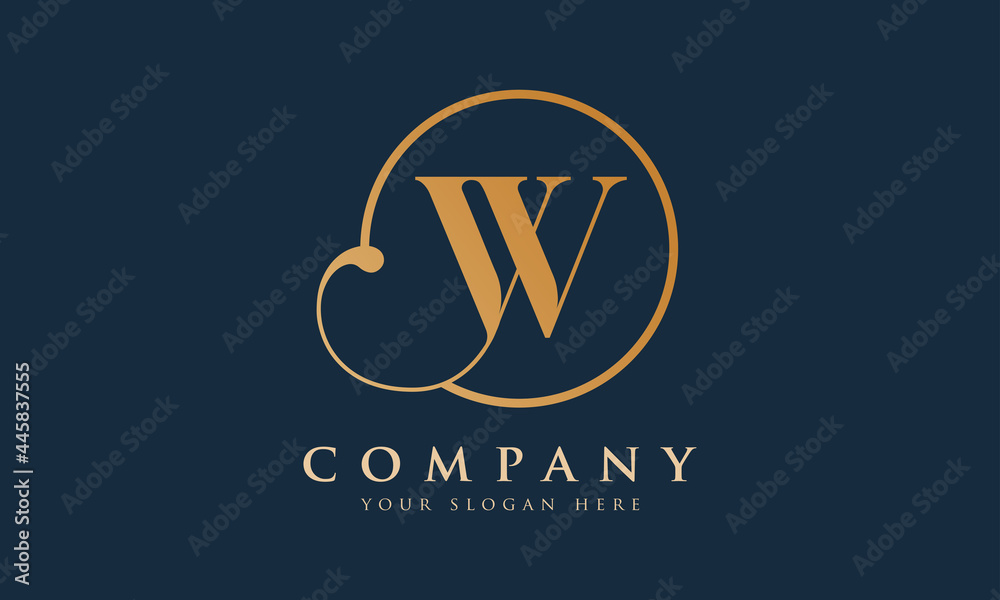 Initial W letter Gold Color With Black Background Logo Design vector Template. Calligraphy Letter W Logo Design Initial W letter Gold Color With Black Background Logo Design vector Template. Calligraphy Letter W Logo Design