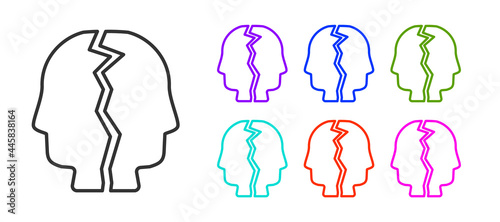 Black line Bipolar disorder icon isolated on white background. Set icons colorful. Vector